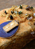 Boho Necklace, Teardrop Lapis Luzuli Gold Chain Onyx Pendant